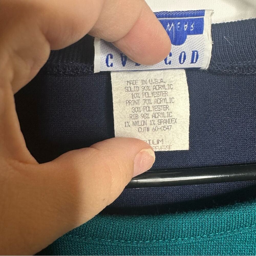 Vintage Cape Cod Faux Cardigan Sweater, Plaid, Button Front, Blue, MEDIUM, USA - Picture 5 of 8